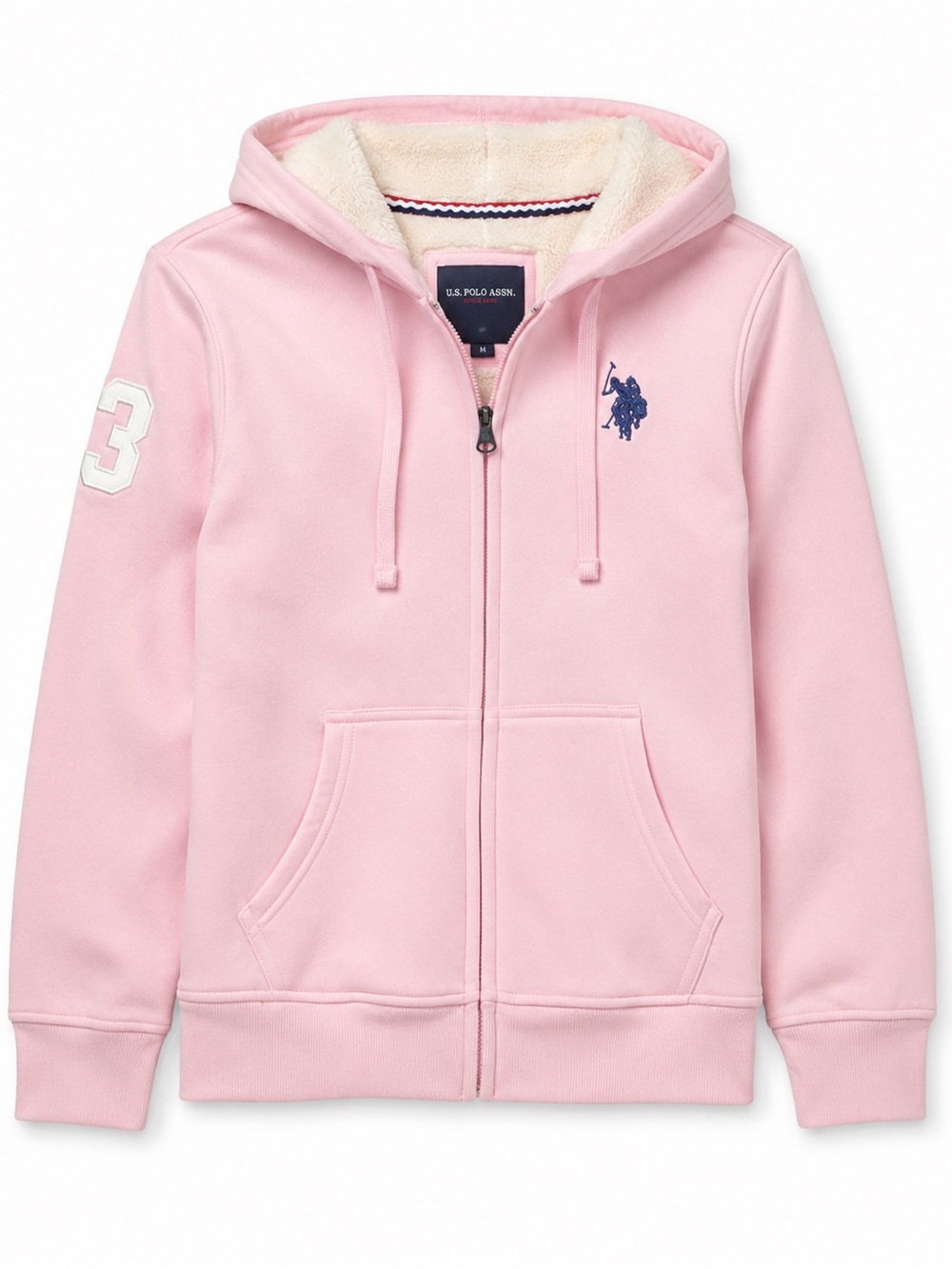 U.S. Polo Assn. Women Pink Hooded Zip Sweatshirt